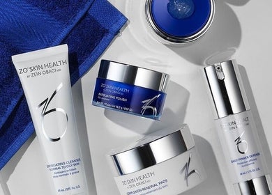 Assorted skincare products at Pure Esthetics, Chester, England, GB, showcasing luxury and wellness.
