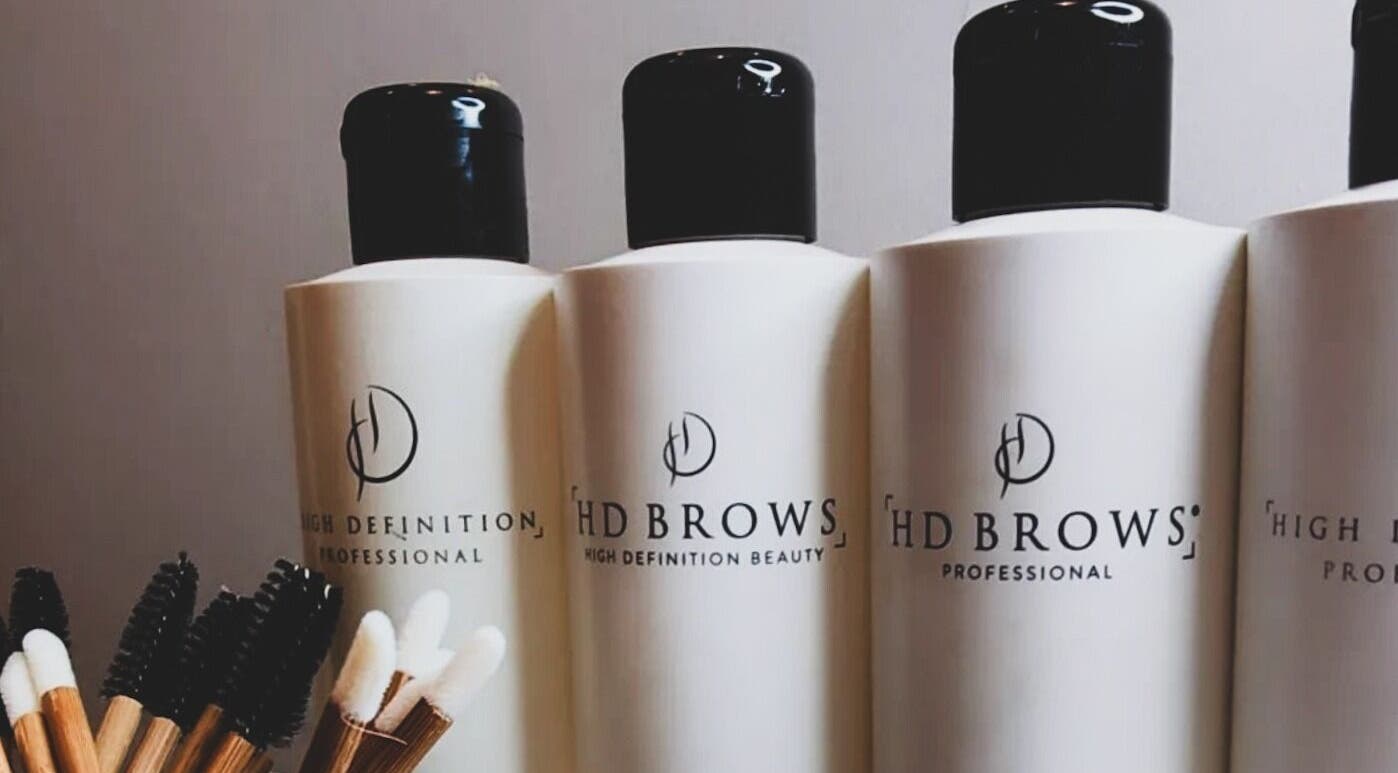 HD Brows products displayed at NOVA by Arlene, Dunfermline, Scotland, GB. Enhance your beauty routine.