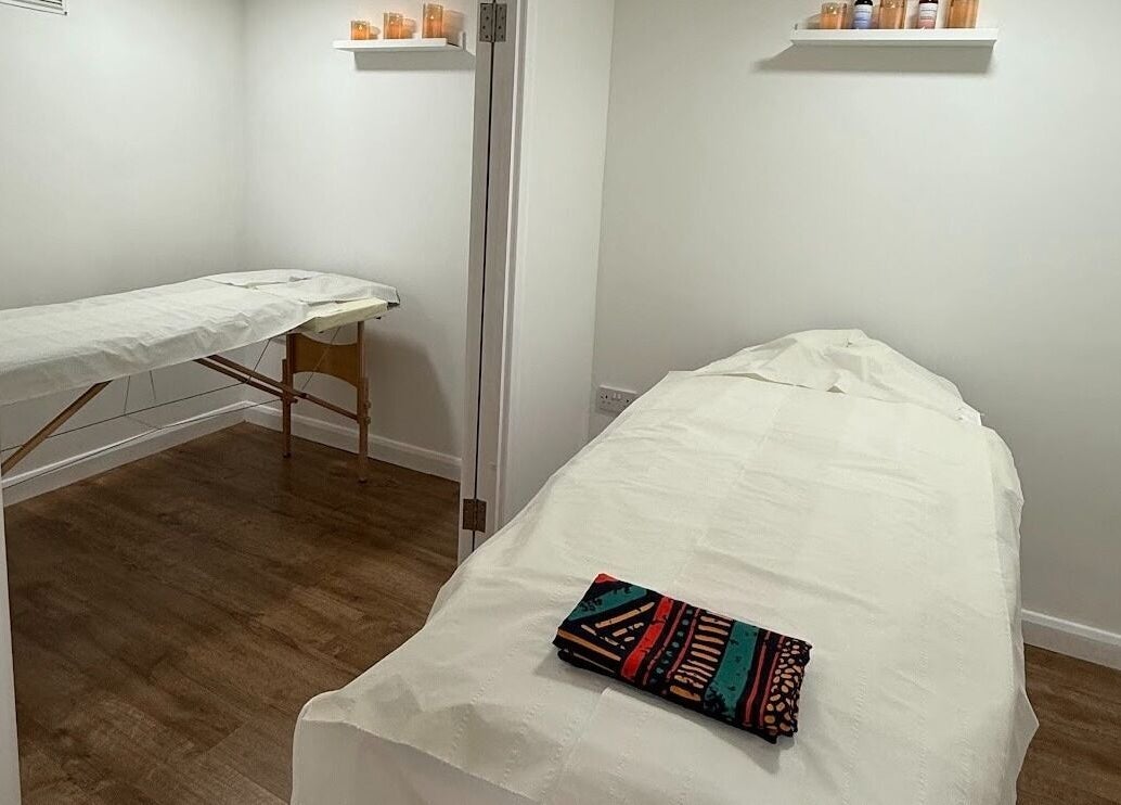 Tranquil massage room at Catching Comfort Massage, Bricklane - Aldgate East, London, England, GB.