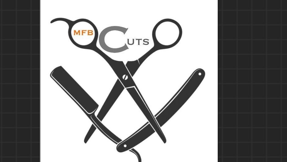 MFB.Cutz logo featuring scissors and razor in Birmingham, England, GB.