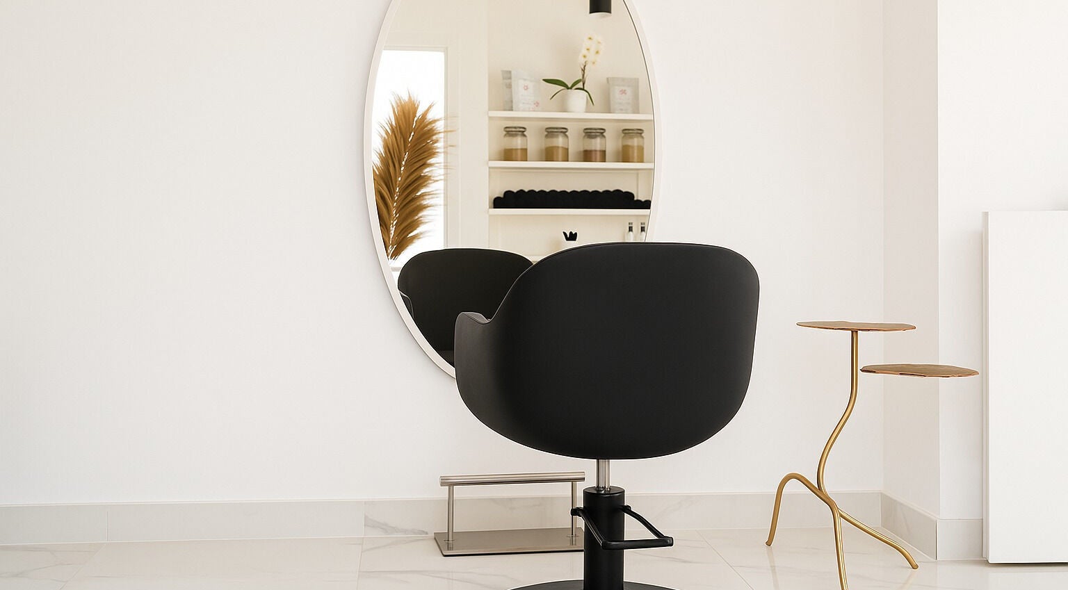 Elegant salon chair and mirror at Carmen: Hair's Nature, Illes Balears, Illes Balears, ES.
