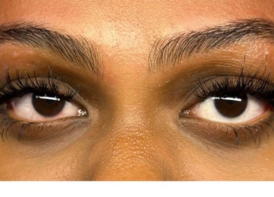 Detailed close-up of eyelash extensions at Omorfia by Amari, Couva, Couva-tabaquite-talparo Regional Corporation, TT.