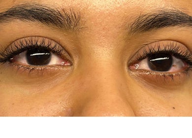 Close-up of enhanced lashes at Omorfia by Amari, Couva, Couva-tabaquite-talparo Regional Corporation, TT.