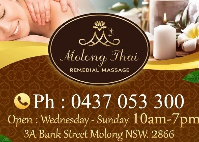 Relaxing massage promo at Molong Thai Remedial Massage, Molong, New South Wales, AU. Contact details included.