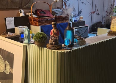 Cozy reception at Siam Thai Massage & Spa, HK, HK, featuring cultural decor and soothing ambiance.
