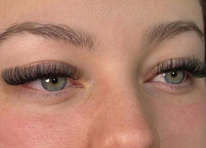 Close-up of voluminous eyelash extensions at Aspinall Aesthetics, Kingswood, England, GB.