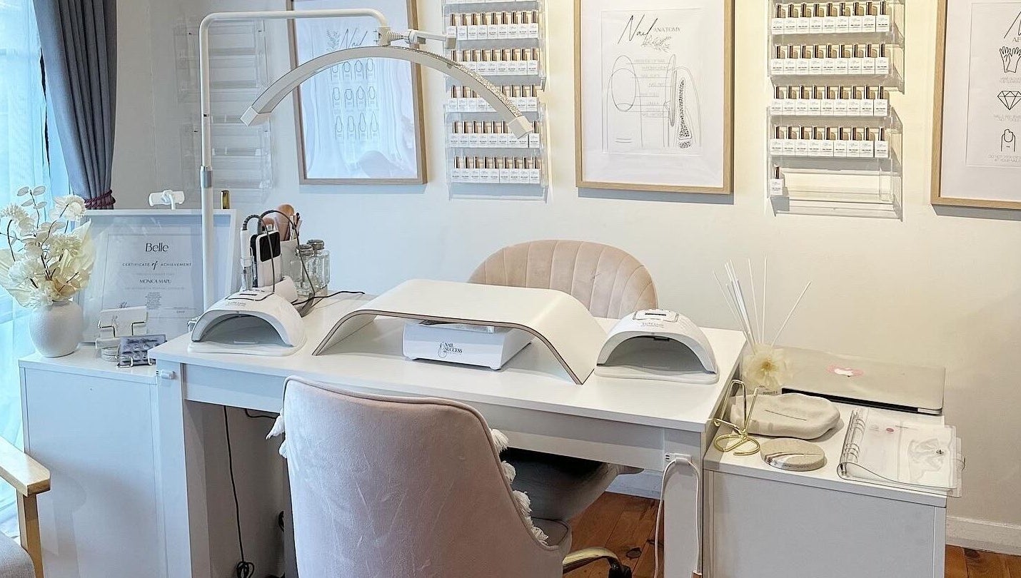 Nail station at Nails by Monica Mapu, Killarney Vale, New South Wales, AU, with chic decor and equipment.