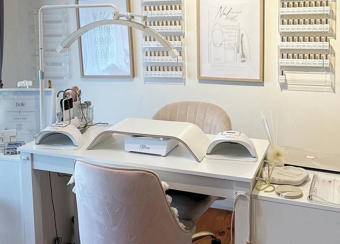 Nail station at Nails by Monica Mapu, Killarney Vale, New South Wales, AU, with chic decor and equipment.