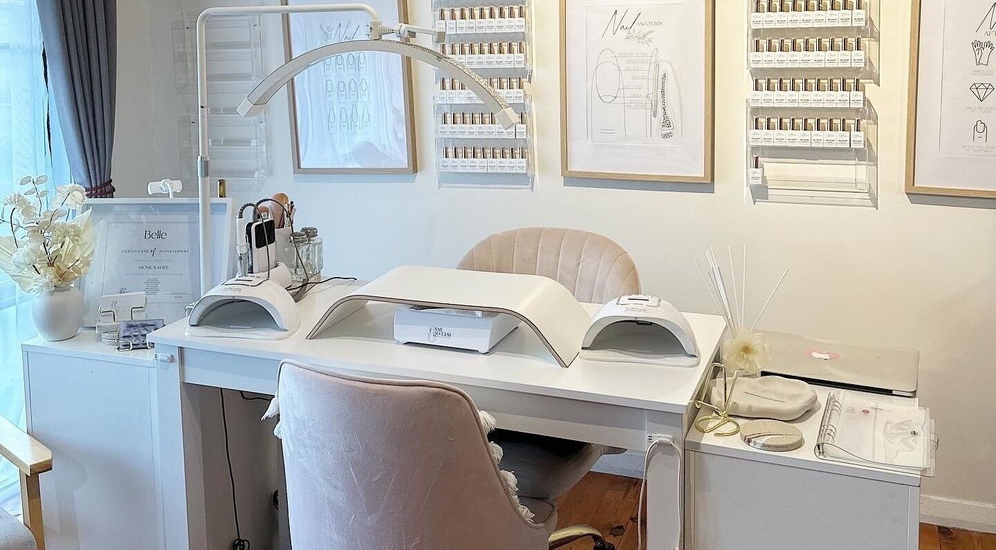 Nail station at Nails by Monica Mapu, Killarney Vale, New South Wales, AU, with chic decor and equipment.