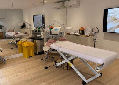 Spacious treatment room at Liberation Electrolysis, Worthing, England, GB, featuring modern equipment and decor.