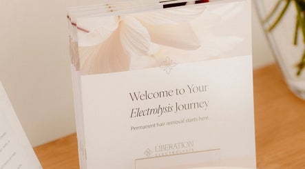 Brochure for Liberation Electrolysis at Worthing, England, GB, featuring permanent hair removal services.