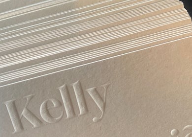 Elegant embossed stationery from Kelly Marie - Lashes, Brows & Waxing in Shrewsbury, England, GB.