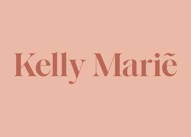 Kelly Marie - Lashes, Brows & Waxing logo on a subtle peach background, Shrewsbury, England, GB.