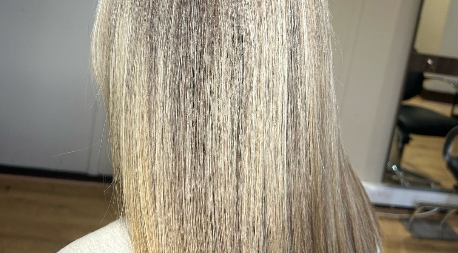Blonde hair highlights styled at Carrie.Geary Hair, Ballyclare, Northern Ireland, GB.