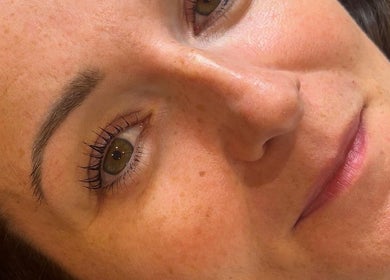 Close-up of a woman's face with enhanced eyelashes at Beth Jade Beauty, Wall Heath, England, GB.