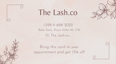 The Lash.co special offer card, Sint Michiel, CW contact details with discount information.
