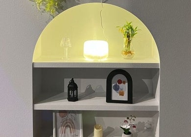 Illuminated decorative shelf at Foot Magic Reflexology, SERI KEMBANGAN, Selangor, MY featuring elegant decor.