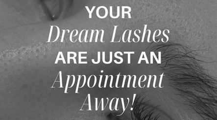 Close-up of an eye with text describing lash services available at LASHD in Salford, England, GB.