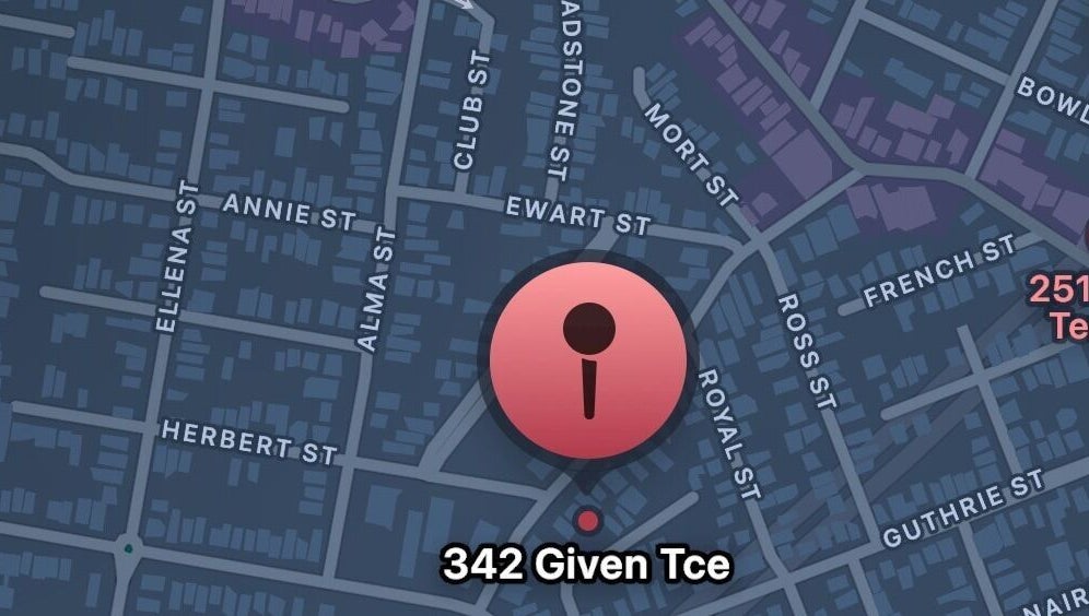 Map showing location of Given Haircuts at 342 Given Tce, Paddington, Queensland, AU.