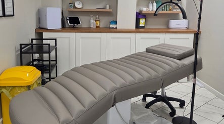 Elegant treatment room at Brow & Beauty, Mansfield, England, GB showcasing modern spa facilities.