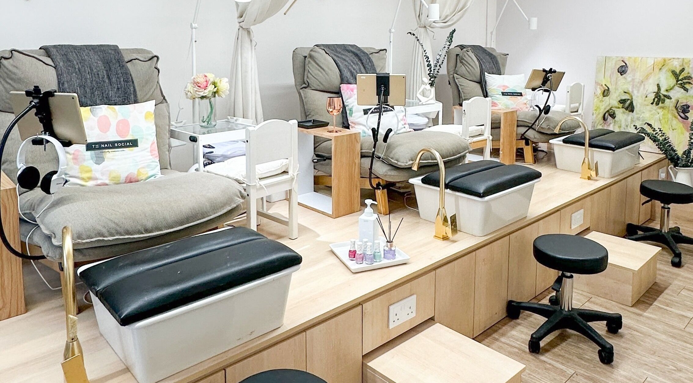 Relaxing pedicure space at The Nail Social - A Socially Conscious Salon, Singapore, Singapore, SG.