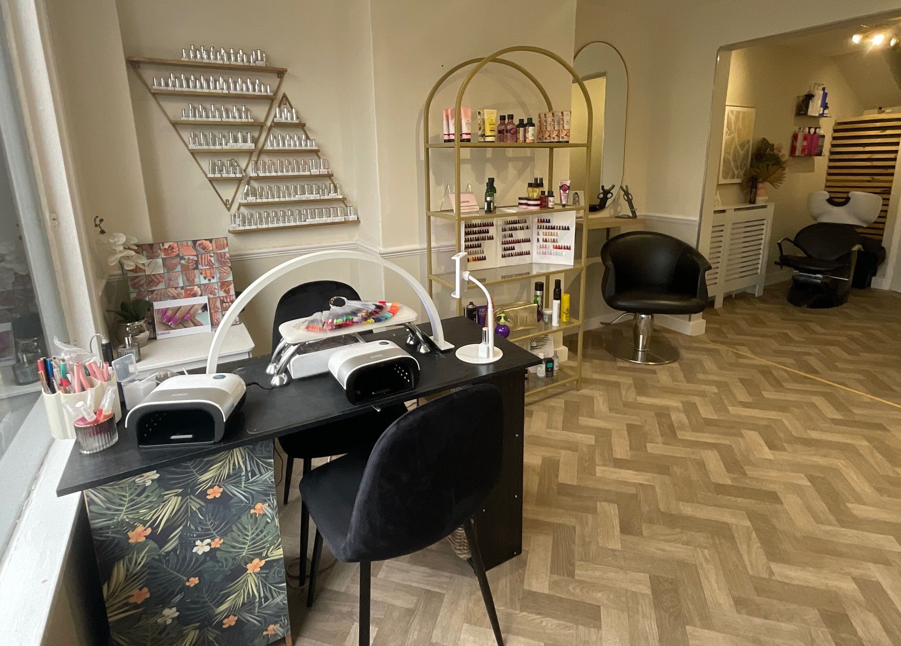 Inside Glow Studio, a stylish beauty space in Maidstone, England, GB featuring chic décor and modern chairs.