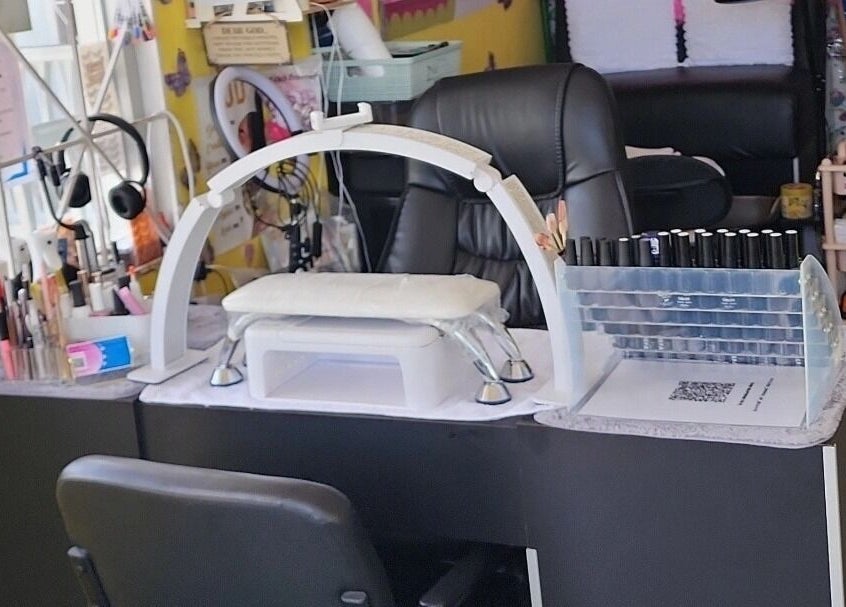 Manicure station at Toyazz Touch Of Beauty, Ocho Rios, St. Ann Parish, JM, showcasing tools and products.