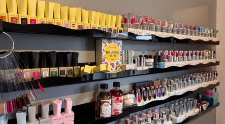 Colorful nail polish display at The Rose Collection, Weston-super-Mare, England, GB.