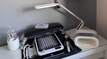 Nail care station setup at The Rose Collection in Weston-super-mare, England, GB. Modern tools and equipment.