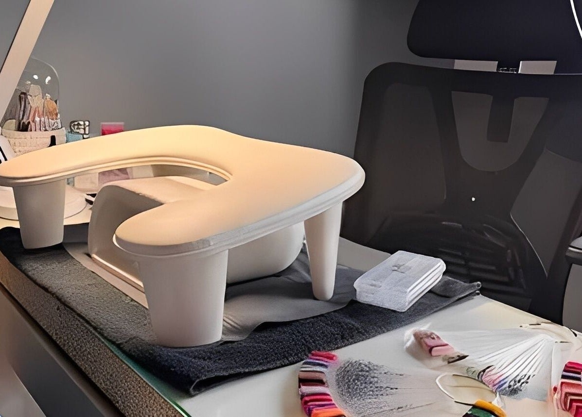 Nail care setup at The Rose Collection, Weston-super-Mare, England, GB, featuring manicure tools and chair.