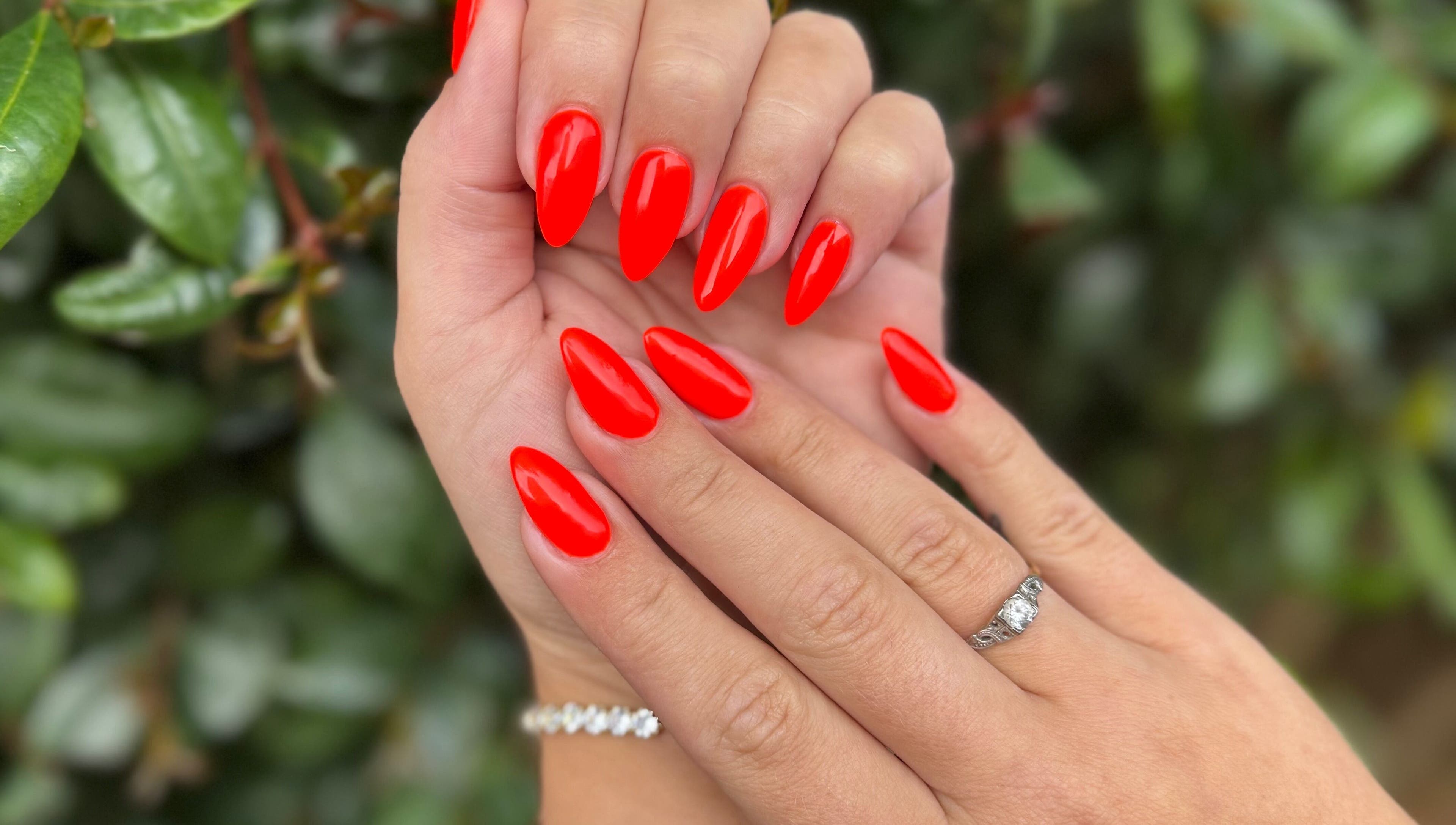 Elegant red manicure at Celesté and Madré at The Fountain, Port Elizabeth, Eastern Cape, ZA.