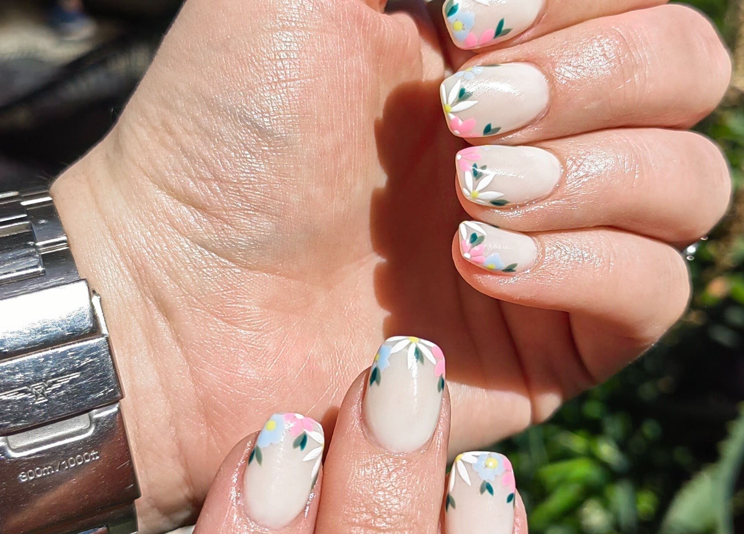 Elegant floral nail art at Celesté and Madré at The Fountain, Port Elizabeth, Eastern Cape, ZA.
