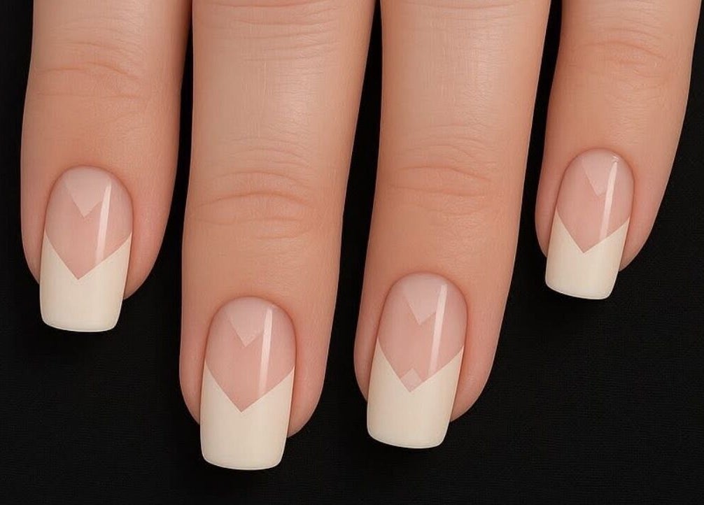 Elegant French manicure at Mobile Glam, Caerphilly, Wales, GB showcasing sophisticated nail artistry.