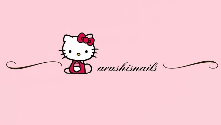 Hello Kitty with 'arushisnails' logo, Crawley, England, GB