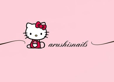 Hello Kitty with 'arushisnails' logo, Crawley, England, GB