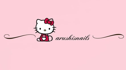 Hello Kitty with 'arushisnails' logo, Crawley, England, GB