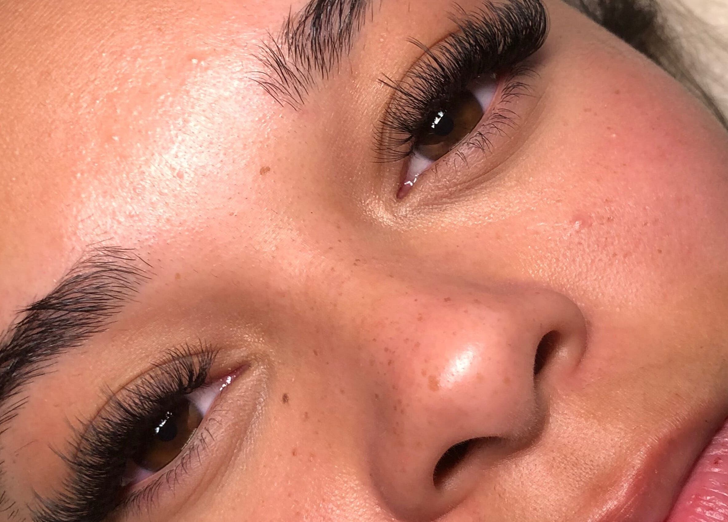 Close-up of expertly styled lashes at Lollie Lash Lounge, Upper Coomera, Queensland, AU.