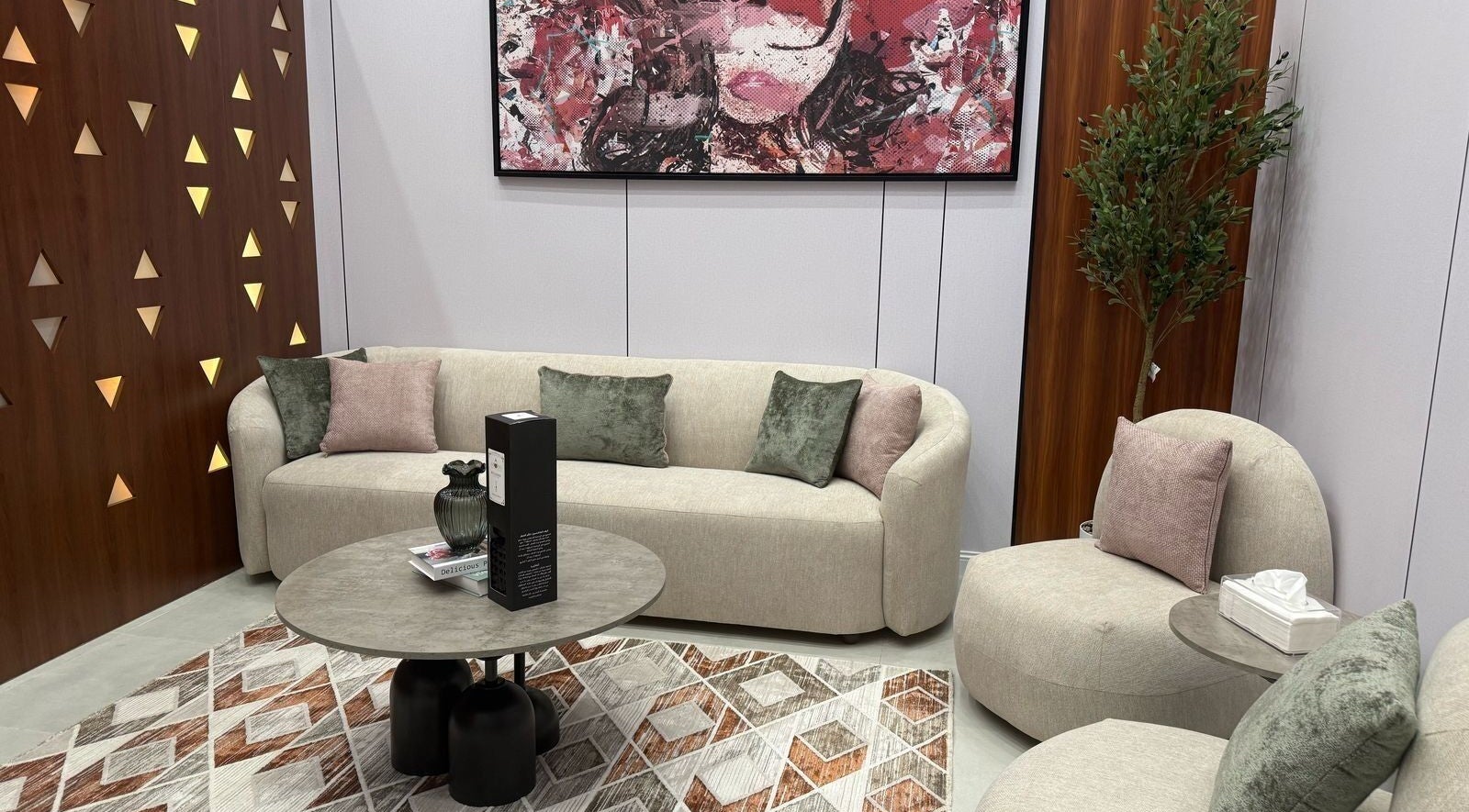 Cozy lounge at Mj Spa with modern art, Riyadh, Riyadh Province, SA.