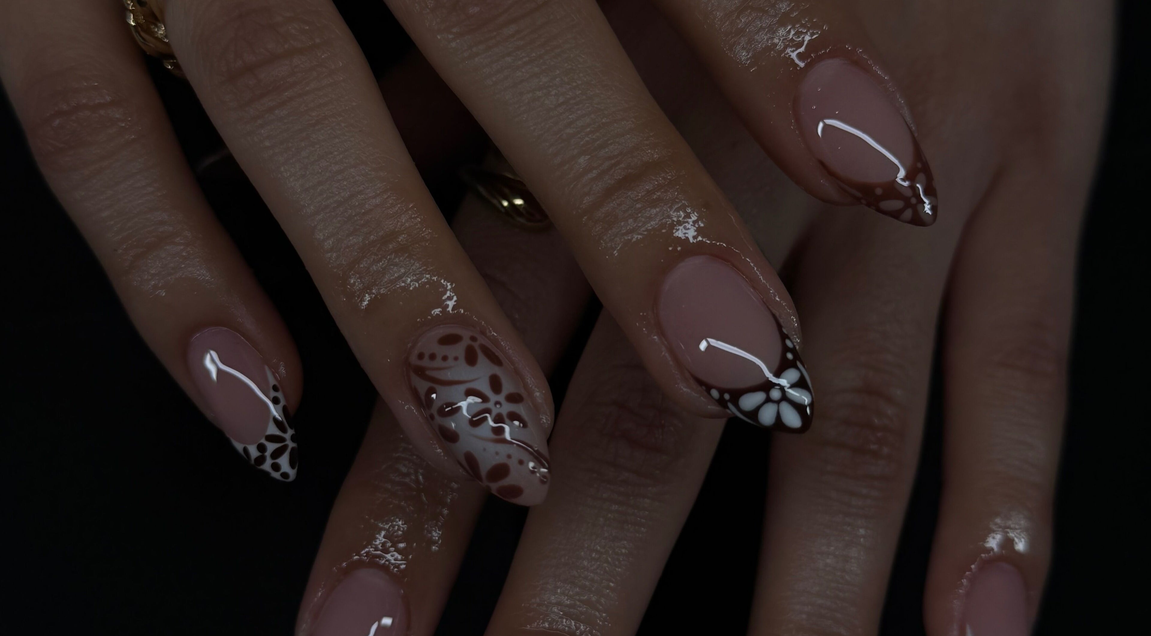Elegant floral nail art design at Sets By Sam, Bell, California, US.