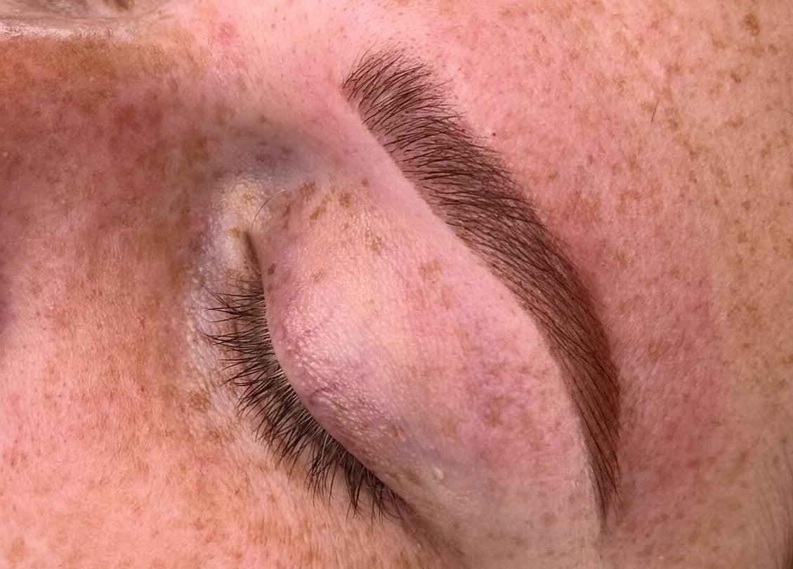 Close-up of expertly shaped eyebrows at Sdbeauty, Smithfield, New South Wales, AU.