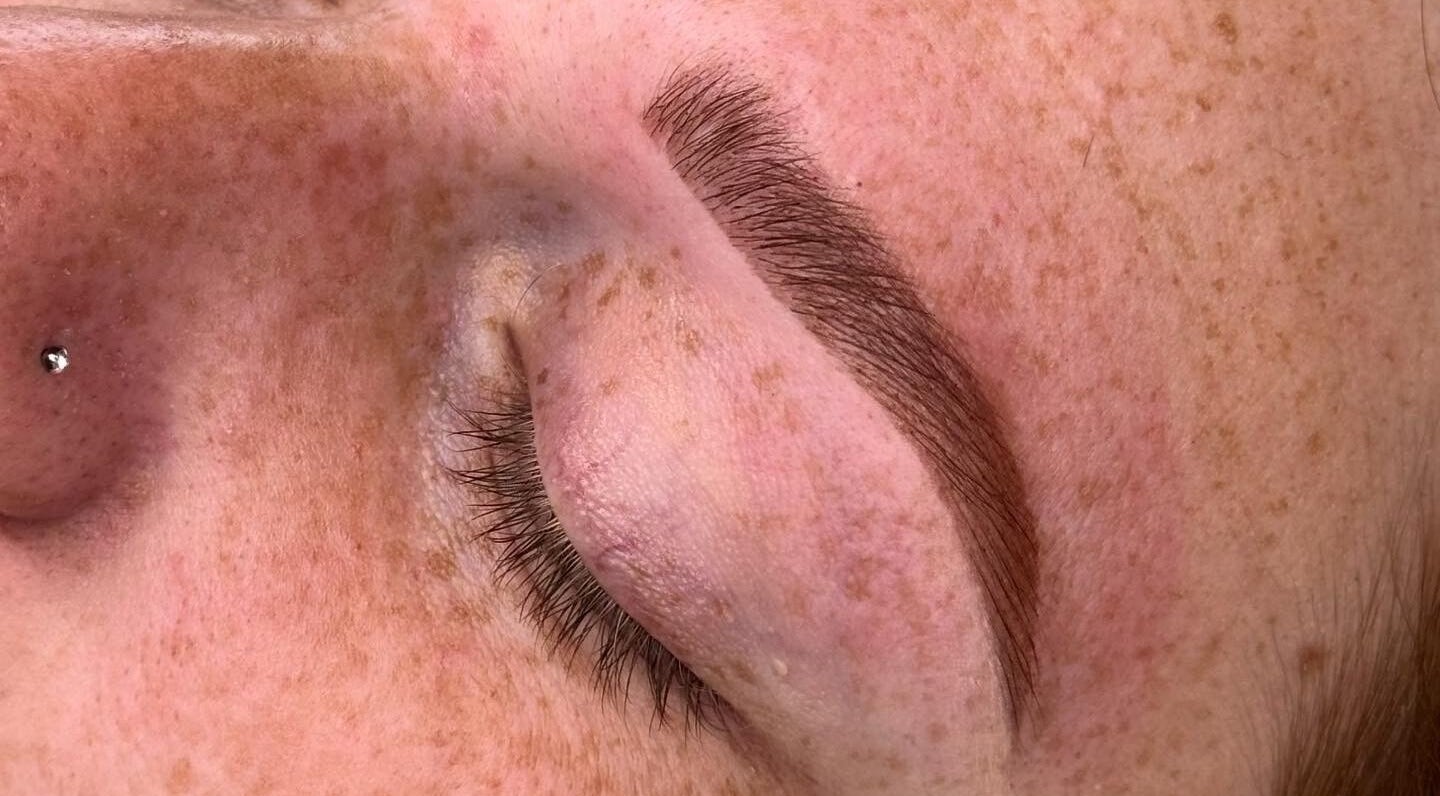 Close-up of expertly shaped eyebrows at Sdbeauty, Smithfield, New South Wales, AU.