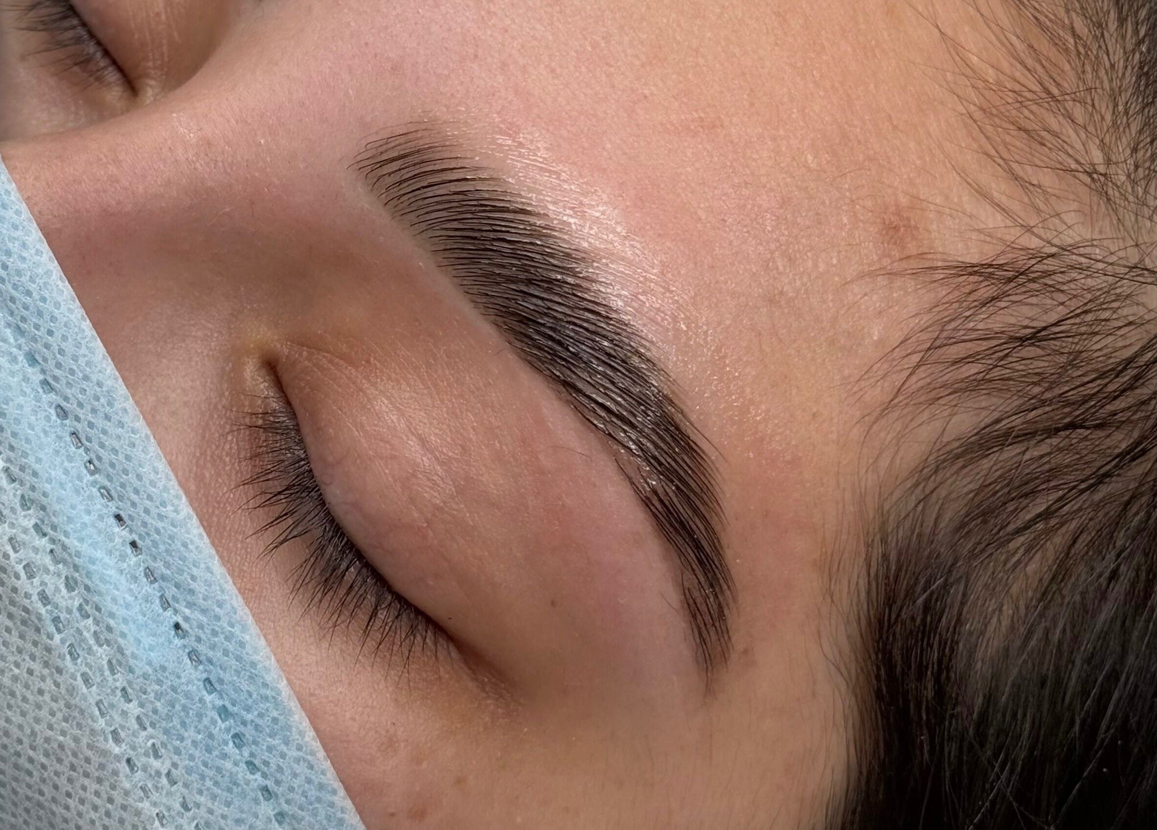 Close-up of expertly shaped eyebrows at Sdbeauty, Smithfield, New South Wales, AU.