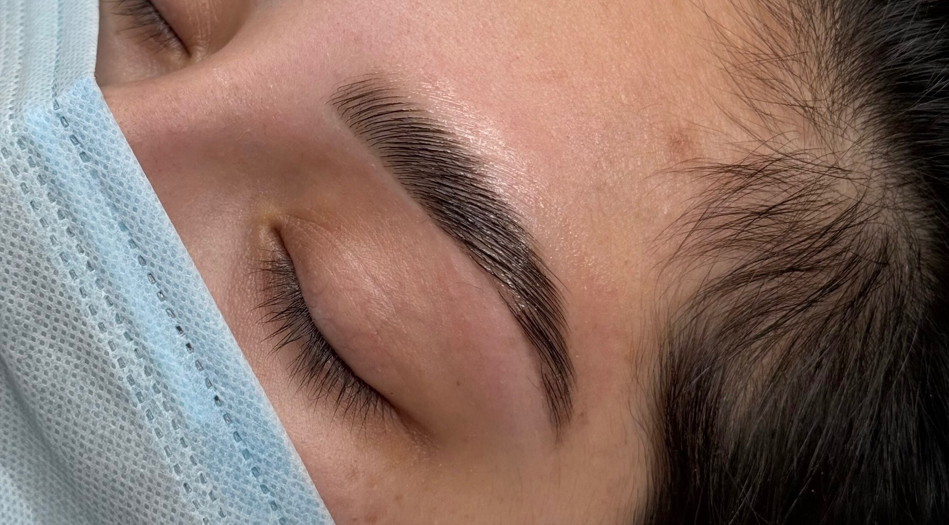 Close-up of expertly shaped eyebrows at Sdbeauty, Smithfield, New South Wales, AU.