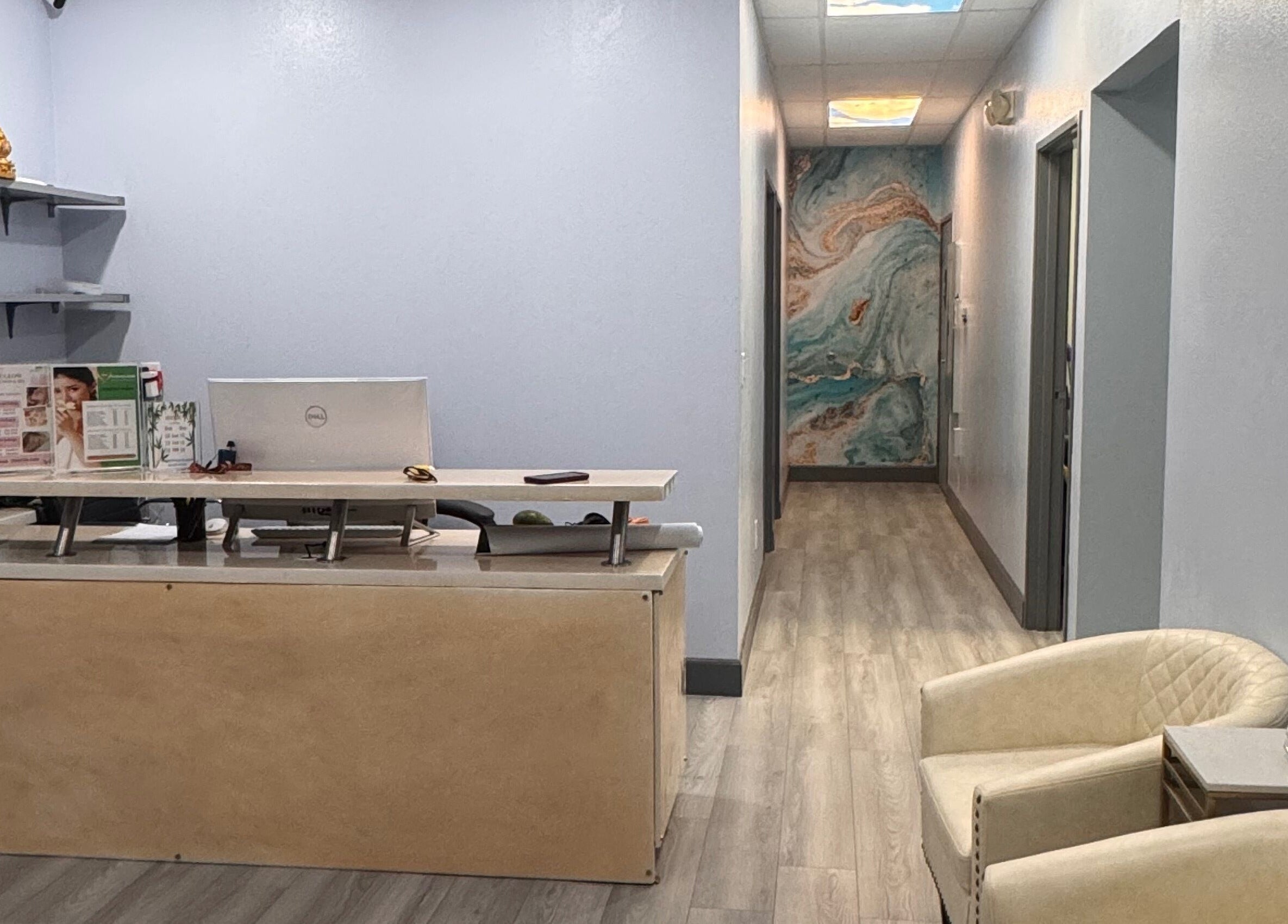 Reception area of Youglow Wellness & Spa in Torrance, California, US, featuring a calm and inviting atmosphere.