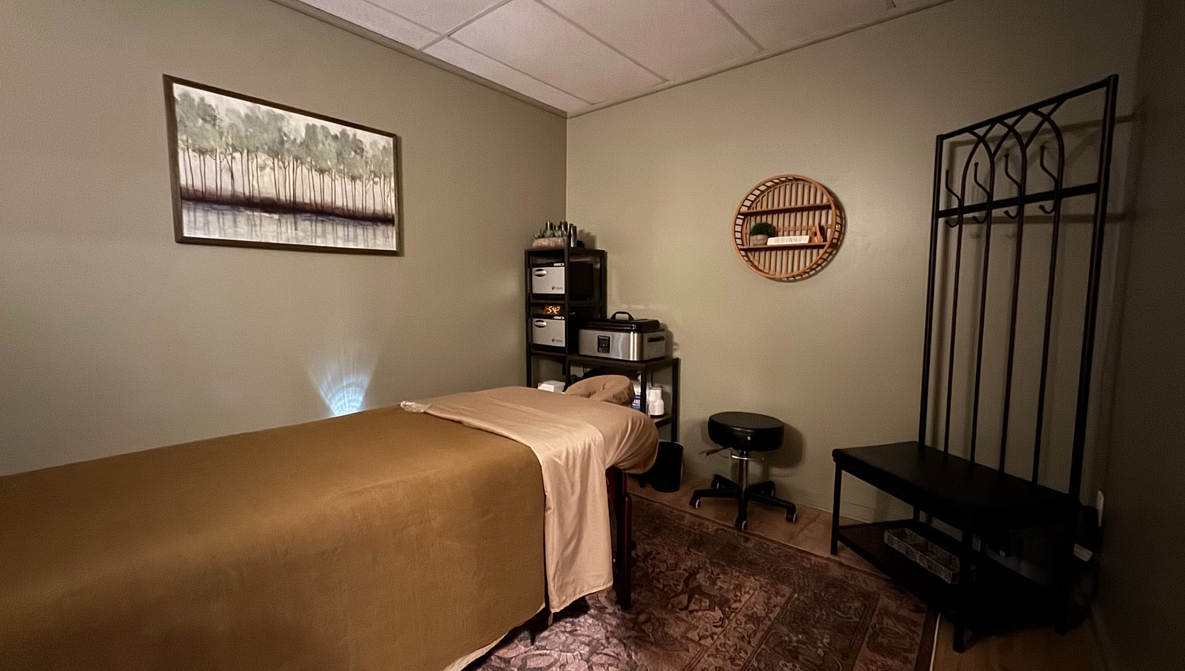 Calming massage room at Licensed Massage Therapist Korey Cleaver at Well Being Akron, Akron, Ohio, US.