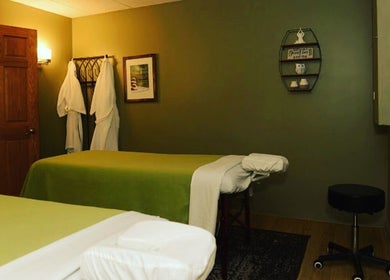 Cozy massage room at Licensed Massage Therapist Korey Cleaver at Well Being Akron in Akron, Ohio, US.