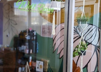 Entrance to Licensed Massage Therapist Korey Cleaver at Well Being Akron, Akron, Ohio, US with macrame decor.