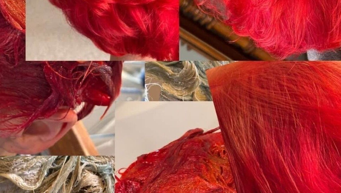 Bold red hair transformations at McIntyre’s Wig & Hairdressing Services, Dumfries, Scotland, GB.