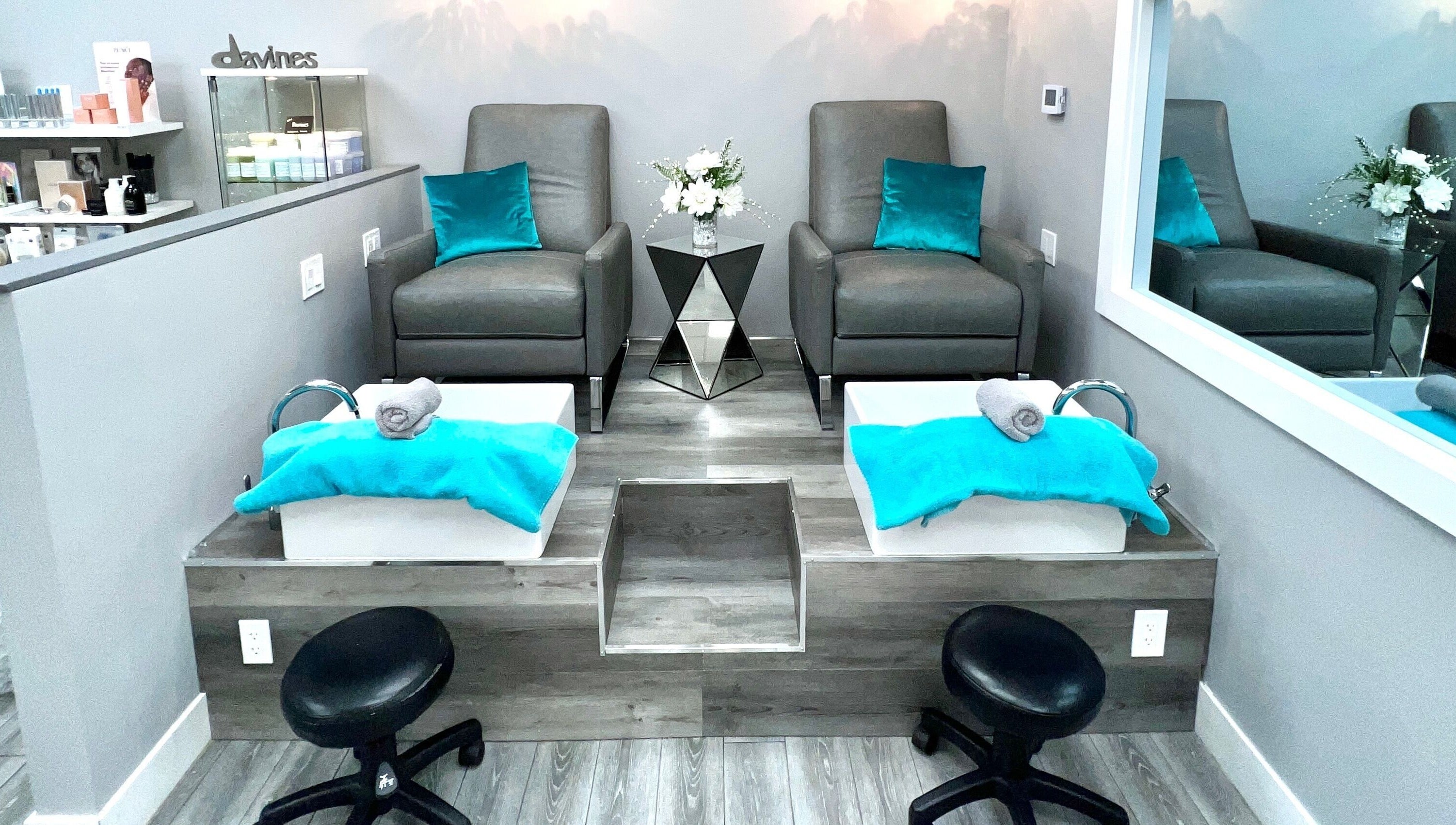 Relaxing pedicure chairs at Diamond Beauty in Surrey, British Columbia, CA, awaiting your visit.