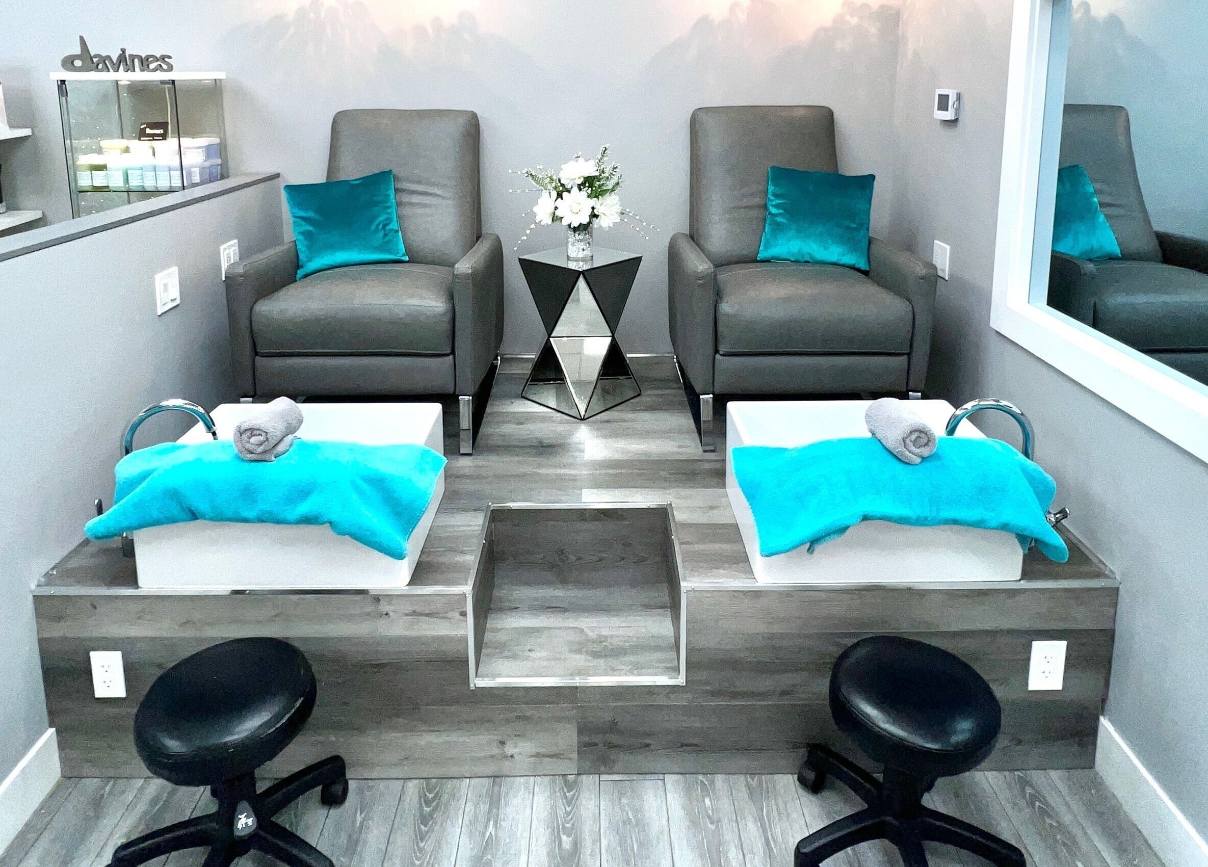 Relaxing pedicure chairs at Diamond Beauty in Surrey, British Columbia, CA, awaiting your visit.